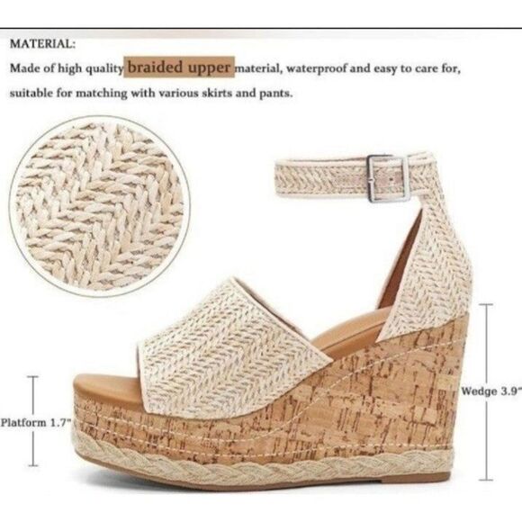 Platform open toe wedge heels sz 9 - Picture 4 of 9